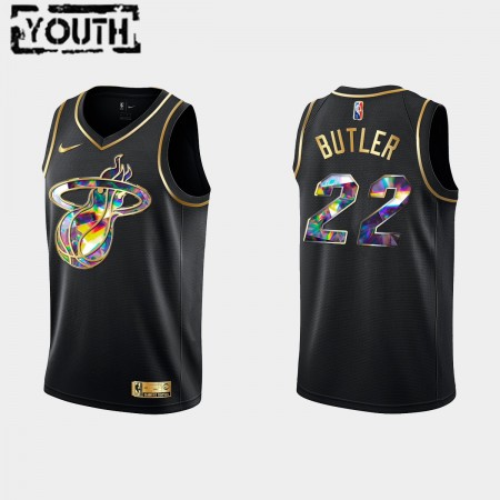 Kinder NBA Miami Heat Trikot Jimmy Butler 22 Nike 2021-2022 Schwarz Golden Edition 75th Anniversary Diamond Swingman